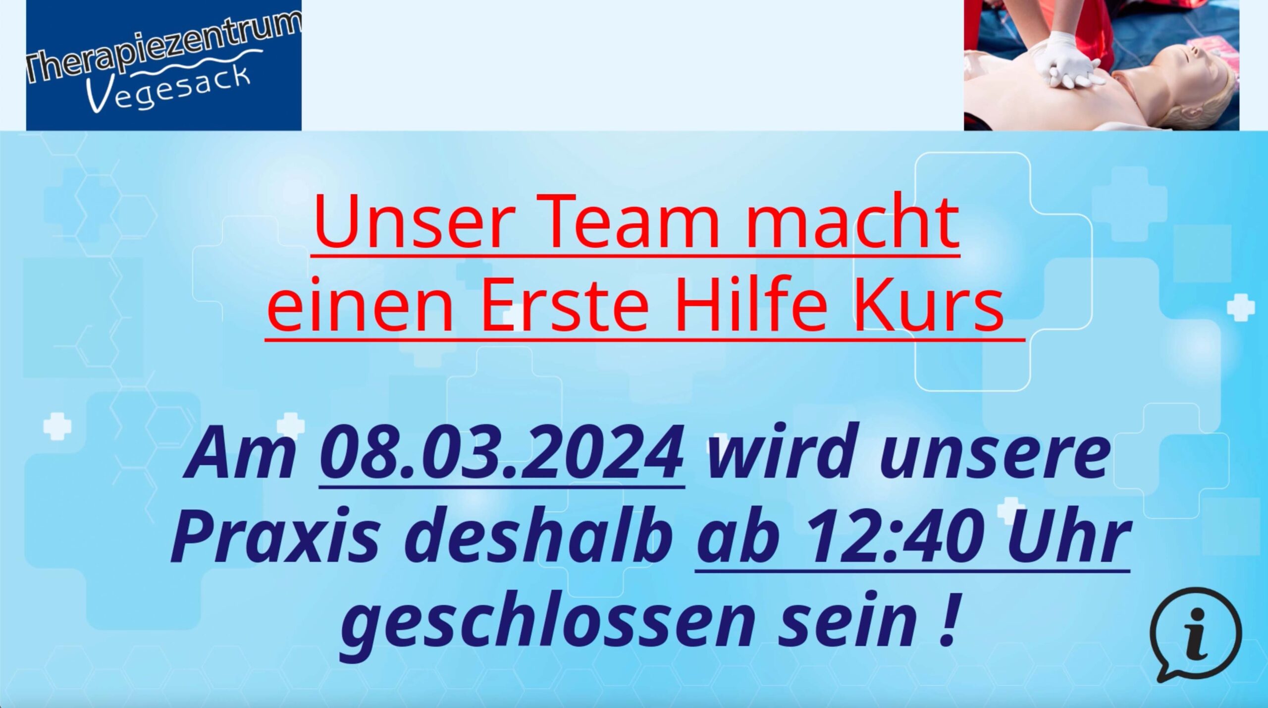 Am 8. März haben wir ab 12:40 Uhr geschlossen